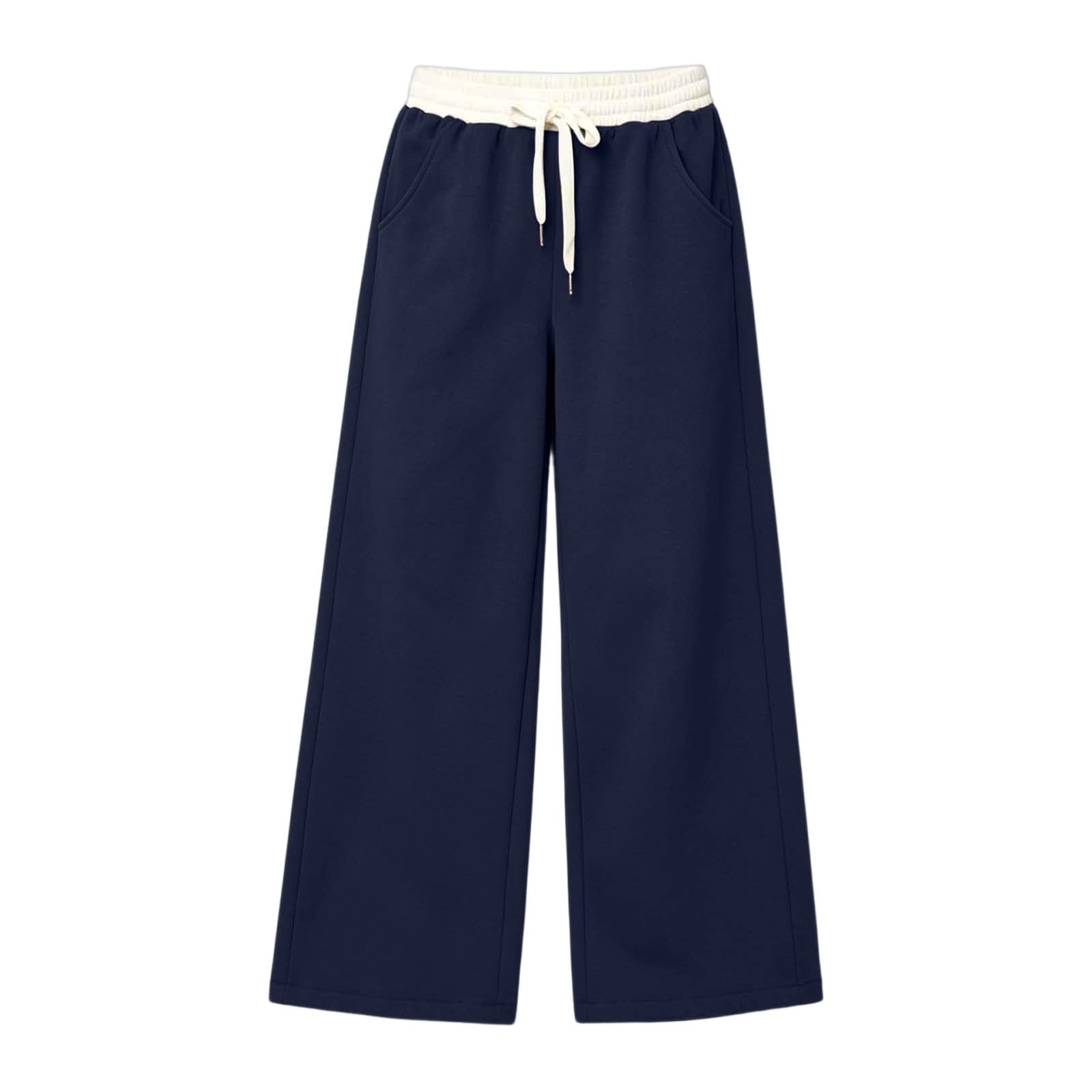 Generico Pantaloni da Jogging Donna Fleece Pantloni a Gamba Larga con Elastico in Vita Morbidi Pantaloni da Corsa con Tasche a Gamba Dritta Causal Pantalone Larghi a Vita Alta per Yoga e Fitness
