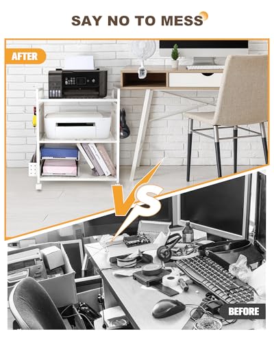 Mythinglogic 3-Tier Rolling Printer Stand with Pegboard and File Holder - image 7