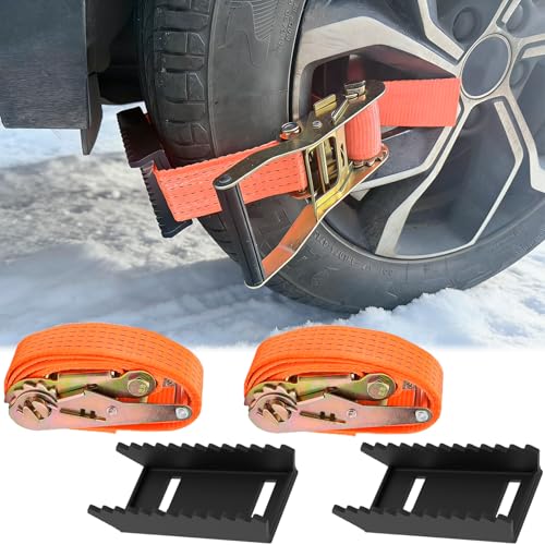Heavy Duty Tire Traction Straps Metal Gripper (2-Pack) - 7-Inch Steel Teeth for Max Traction on Snow Mud & Sand | Emergency Recovery Device for Large SUVs Trucks & Jeeps