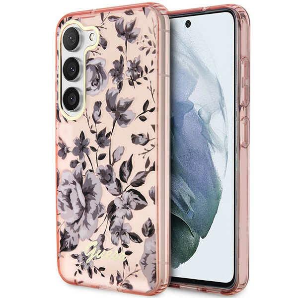 Guess GUHCS23MHCFWSP Étui Rigide pour S23+ S916 Rose Collection Flower