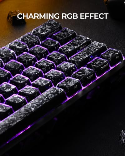 Image of XVX Frost Jelly Keycaps, Forged Carbon-Look Keyboard Keycaps, Cherry Profile Keycap Sets for Mechanical Keyboard with MX Switches(Black)