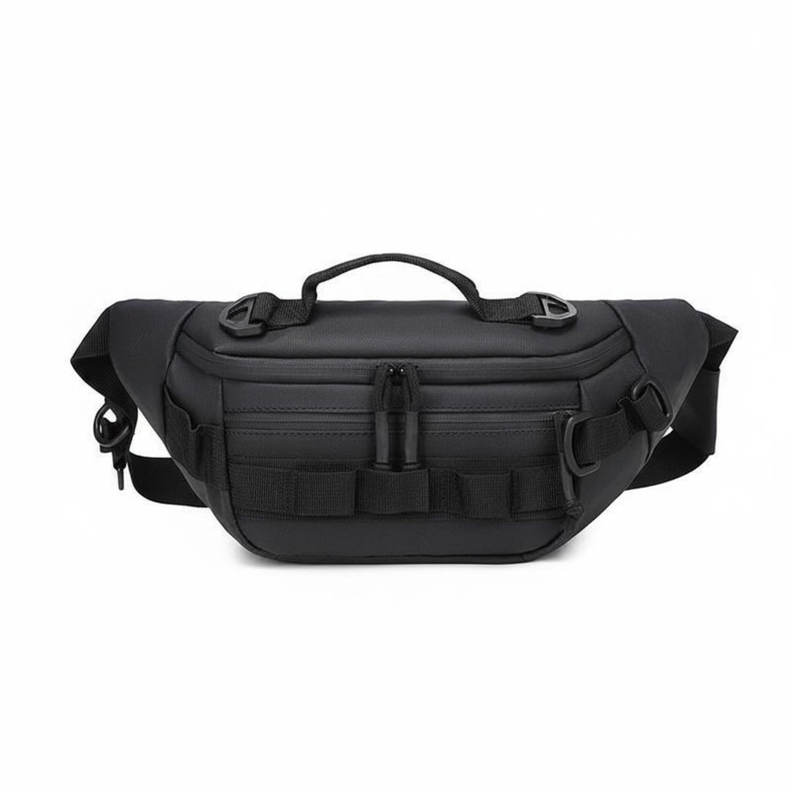Waterproof Multifunction Fishing Bag Wear-Resistant Fishing Waist Bag Oxford Cloth Utility Pouch Adjustable Strap, Black-image-14