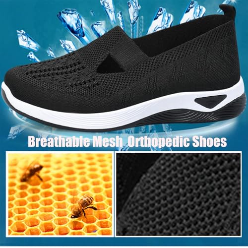 Image of Orthopedic Walking Shoes for Women,2026 New Orthowalkway Womens Shoes,Woven Orthopedic Breathable Walking Sneaker Non-Slip Arch Support Slip on Shoes