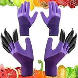 Gloryfox Gardening Claw Gloves for Digging & Planting(2 Pair with Claws, Purple)