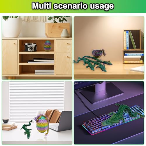 3D Printed Dragon Egg with Articulated Dragon Inside, Fidget Toys for Adults Stress Relief, Unique Home Office Desk Decor Crystal Easter Basket Stuffers (Random)