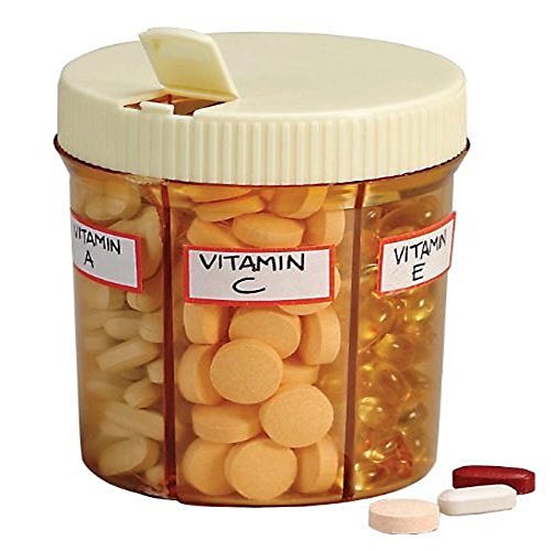 Trenton Gifts 6-Compartment Pill Box for Supplements, Medicine Organizer for Men and Women