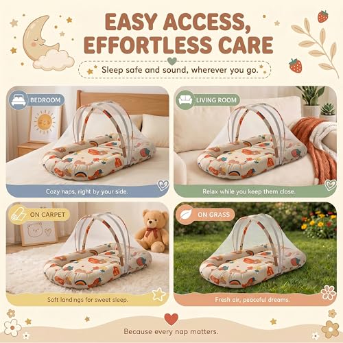 Image of StarAndDaisy 3 in 1 Baby Mosquito net /Nest for Sleeping - Mosquito net for Newborn Baby /Toddler -Soft & Comfortable Bed, Washable Design for 0-12 Months Baby.