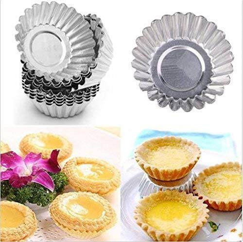 EBTOOLS 10 Pcs Egg Tart Molds, Mini Tart Pan for Baking, Aluminum Tins Mould for Tart Shells, Pie, Cupcakes, Mini Cake, Pudding, Jello, Muffin and Chocolate