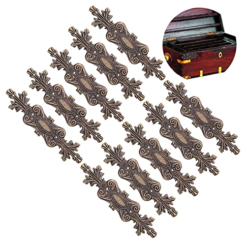 Image of 10PCS Retro Carved Furniture Corner Protectors, Furniture Decorative Edge Cover Antique Metal Carved Corner Protector Decorative Metal Trim with Screws for Wooden Box Jewelry Gift Case Cabinet