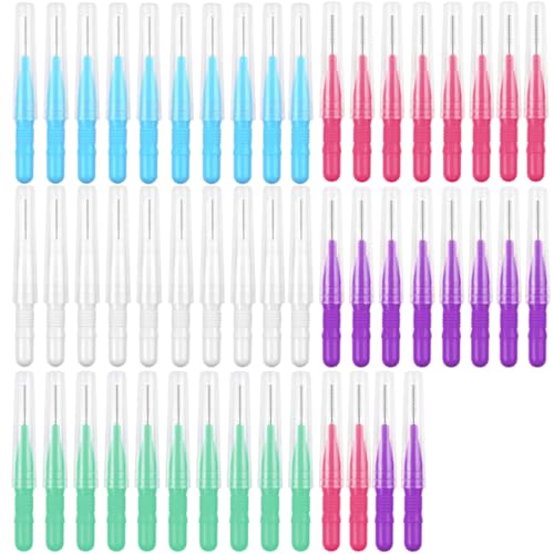 Cepillos Interdentales, 50 Piezas 5 Colores, Cepillo Interdental Reutilizable, Cepillo de Cerdas únicas Herramienta de Limpieza de Dientes, Dental para Limpieza Dental Higiene Interdental