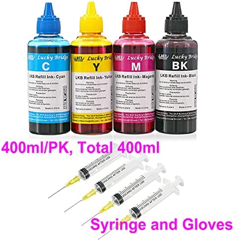 LKB Refill Ink Kit for HP 950 951 60 61 952 902 901 61 60 62 63 21 22 920 940 934 564 932 933 711 970 971 92 94 95 96 97 Cartridge or CIS CISS System 4 Color Set-UK (1BK, 1M,1C, 1Y)