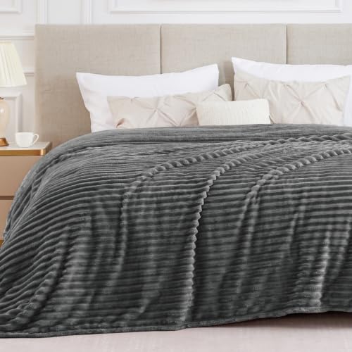 Image of BEDELITE Ribbe Blankets Queen Size for Bed, Crey, 90 inchx90 inch