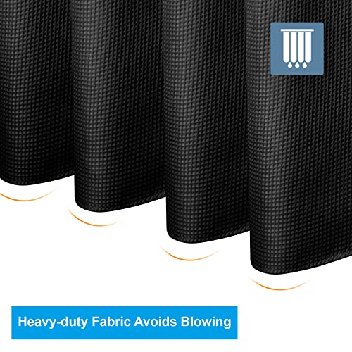 Image of AmazerBath Waffle Shower Curtain, Stall Shower Curtain, Black Shower Curtain Fabric, Hotel Quality Bathroom Shower Curtains, Heavy Duty, 36 x 72 Inches