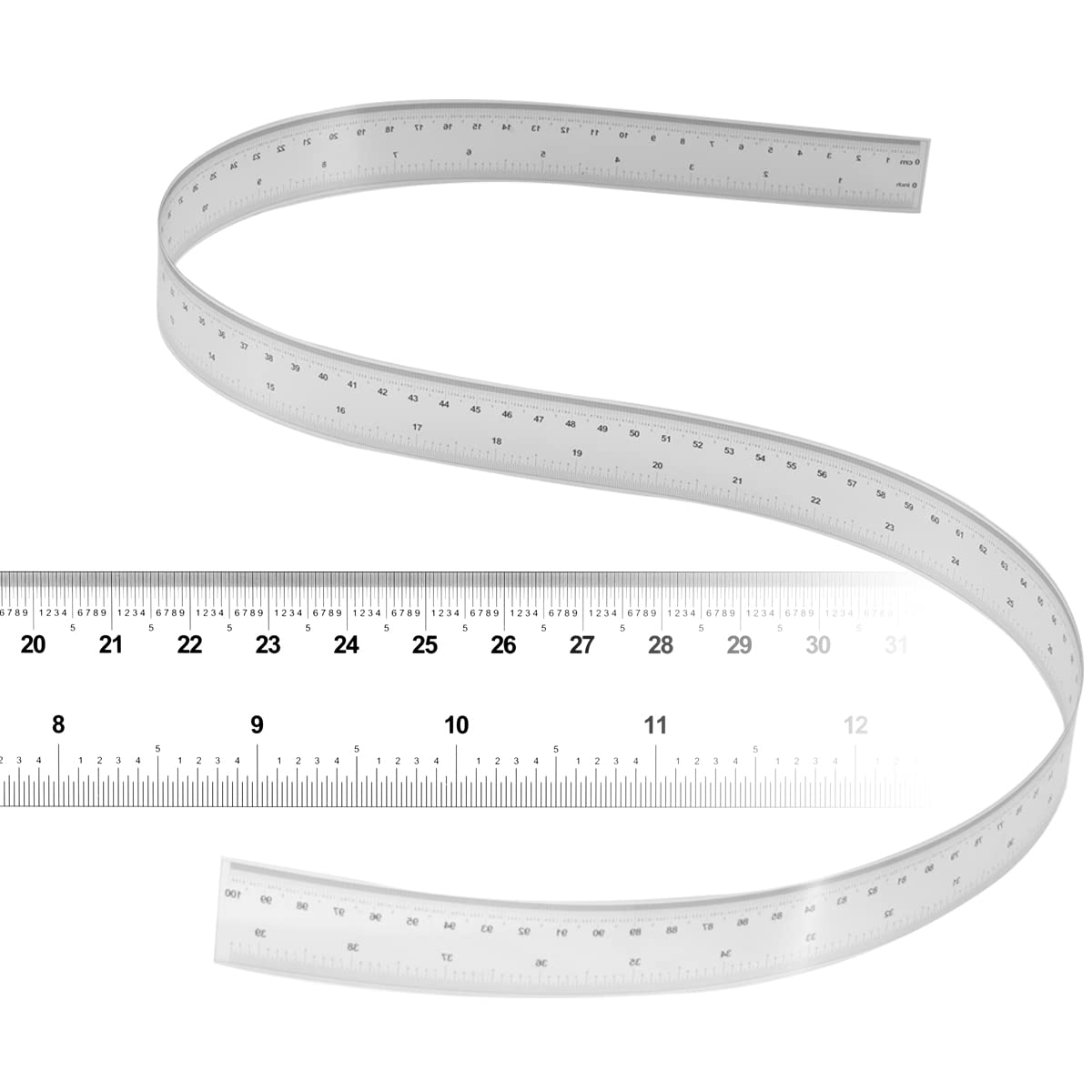 TOSUKKI 100cm/39inch Clear Flexible Rulers,Clear Soft Rulers