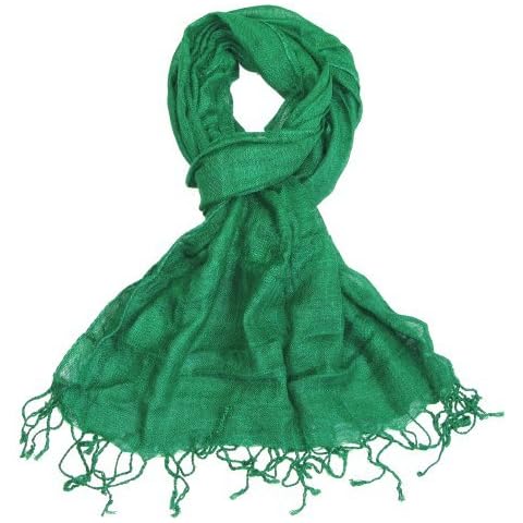 LOVARZI Womens Green Plain Scarf - Pashminas Shawls - Various patterns, designs and colours - Striped, Sparkly, Checked - Womens scarf for girls Cover