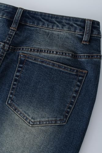 Women's Stretch Denim Maxi Skirt with Flare Hem, Fashion Long Skirt4