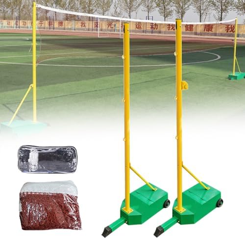 Backyard Volleyball & Badminton Net Set - 5ft High Freestanding Steel Frame with Wheels - Portable Sports Equipment for Beach, Driveway & Court - Ideal for Adults Training - Blue