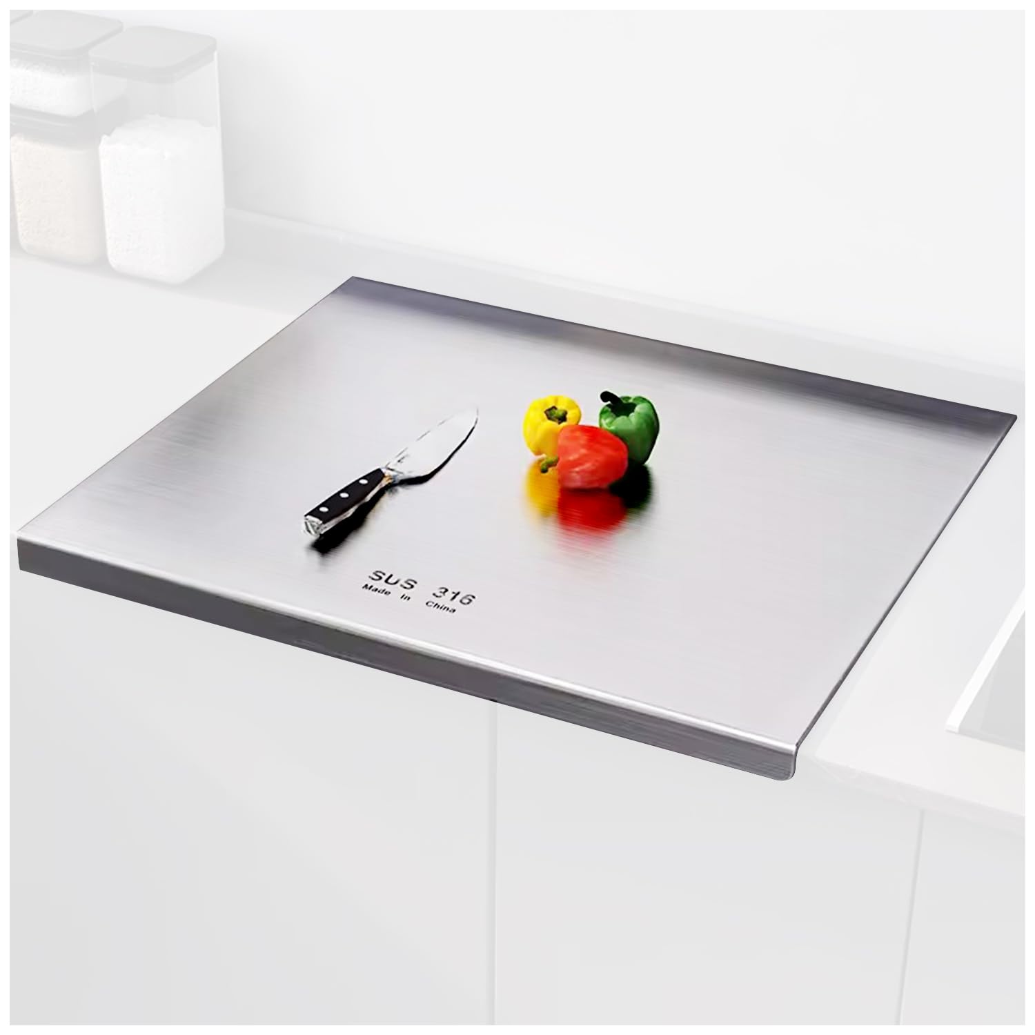 EHERDM 316 Stainless Steel Cutting Boards for Kitchen Stainless Steel Cutting Boards with Lip Kitchen Steel Chopping Boards Suitable for Meat Fruits