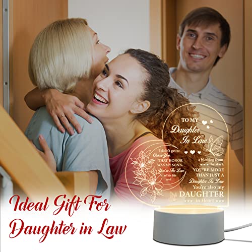 Benecharm Daughter In Law Gift Ideas, To My Daughter In Law Night Light, Gifts For Daughter In Law From Mother In Law On Wedding Day, Birthday, Christmas, Personalized Acrylic Night Lamp With Base #TOP5
