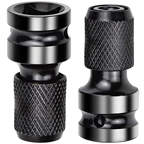 BLUESEABUY 2 Pièces Adaptateurs de Douille 1/2' Carré à 1/4' Adaptateur Impact Cle a Choc Convertisseur de Libération Rapide pour Clé à Cliquet Impact et Porte-embout de Tournevis