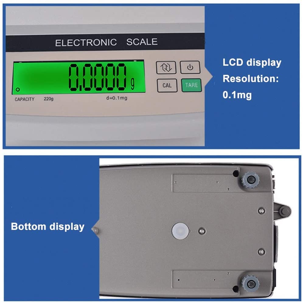 Balanza Electrónica Digital De Precisión Científica con Capacidad De Pesaje De 0,0001 G, Balanza Analítica De Laboratorio con Pantalla LCD Y Protección contra E(120 G/0,1 MG)