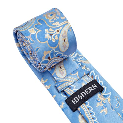 Image of HISDERN Ties for Men Paisley Floral Tie Handkerchief Classic Woven Business Formal Necktie and Pocket Square Set Wedding