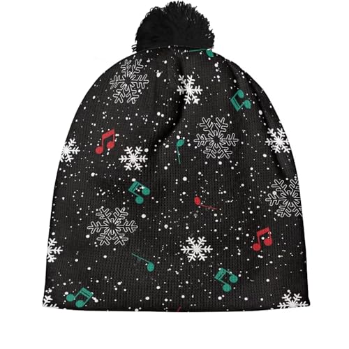 Babrukda Kids Beanie Hat with Fur Pom Warm Winter Knit Hat Thick Chunky Cuffed Cap for Outdoor Christmas Snowflake Beanies2