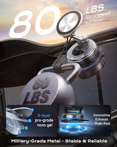 Phone Holder Car for Magsafe, Compatible with [Upgraded Hyper Suction & Strongest Magnetic Hold] 360° Adjustable Mount for iPhone 17 16 15 14 Series and Android — view 2
