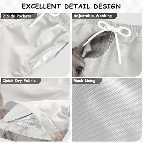 Boys Quick Dry Swim Trunks with Pockets Lovely Kangaroo Animal Beach Shorts for Kids, Toddler Swimsuit Boy3