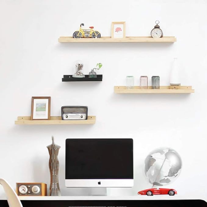 Amazon ウォールシェルフ 天然木 壁掛け棚 U型滑り止め 飾り棚 松木製 収納用壁面棚 ナチュラル 60cm オープンシェルフ ラック オンライン通販