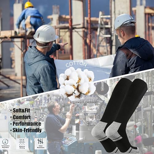 Ortis Cotton Full Cushion Over the Calf Socks OTC Knee High Thick Moisture Wicking Breathable Work Boot Thermal Warm4