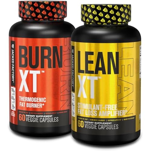Jacked Factory Burn XT Thermogenic Fat Burner & Lean XT Caffeine Free Weight Loss Supplement