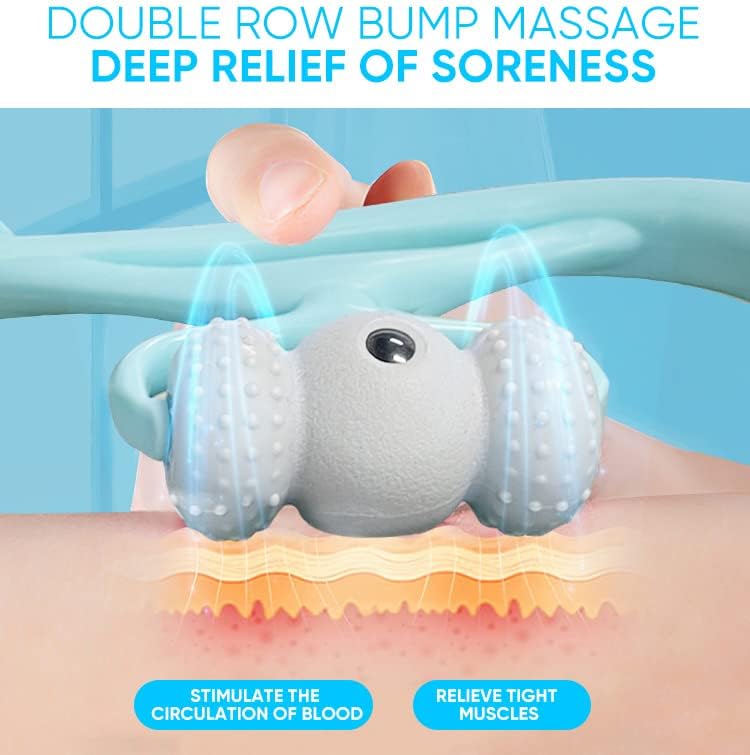 Miniatura 5 de Voronajj Masajeador de cuello, rodillo de punto gatillo, masajeador para aliviar el dolor de tejido profundo y herramienta de hombro con 6 bolas de