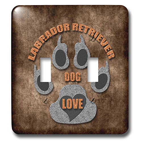 Double interrupteur à bascule chien Labrador Retriever gris marron plaque décorative