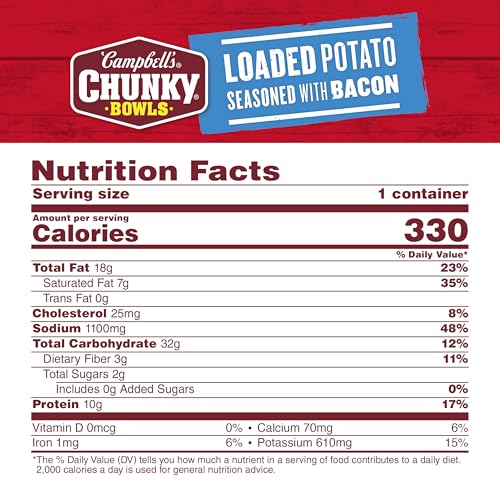 Image of Campbell's Chunky Soup, Loaded Potato Seasoned with Bacon, 15.25 oz Microwavable Bowl (Case of 8) (Pack of 3)