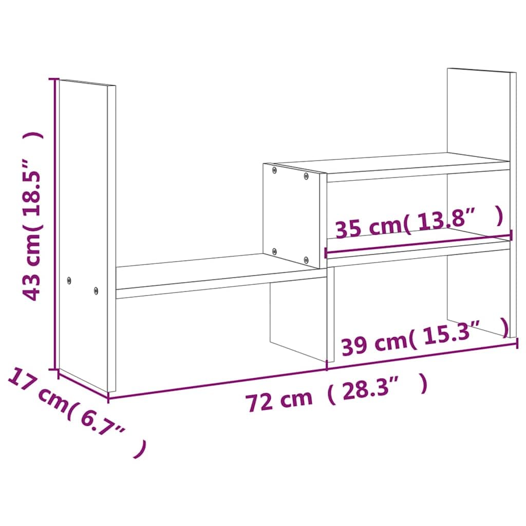Supporto per monitor bianco in legno di pino massiccio, regolabile in altezza 39-72 x 17 x 43 cm, organizer da scrivania ergonomico per PC, laptop, tablet, ripiano salvaspazio per ufficio