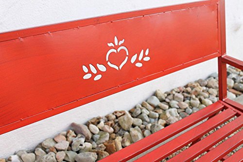 DanDiBo Bank Passion Gartenbank Rot 2 Sitzer 121496 Sitzbank 120 cm Metall Eisen Blumenbank Garten - 3