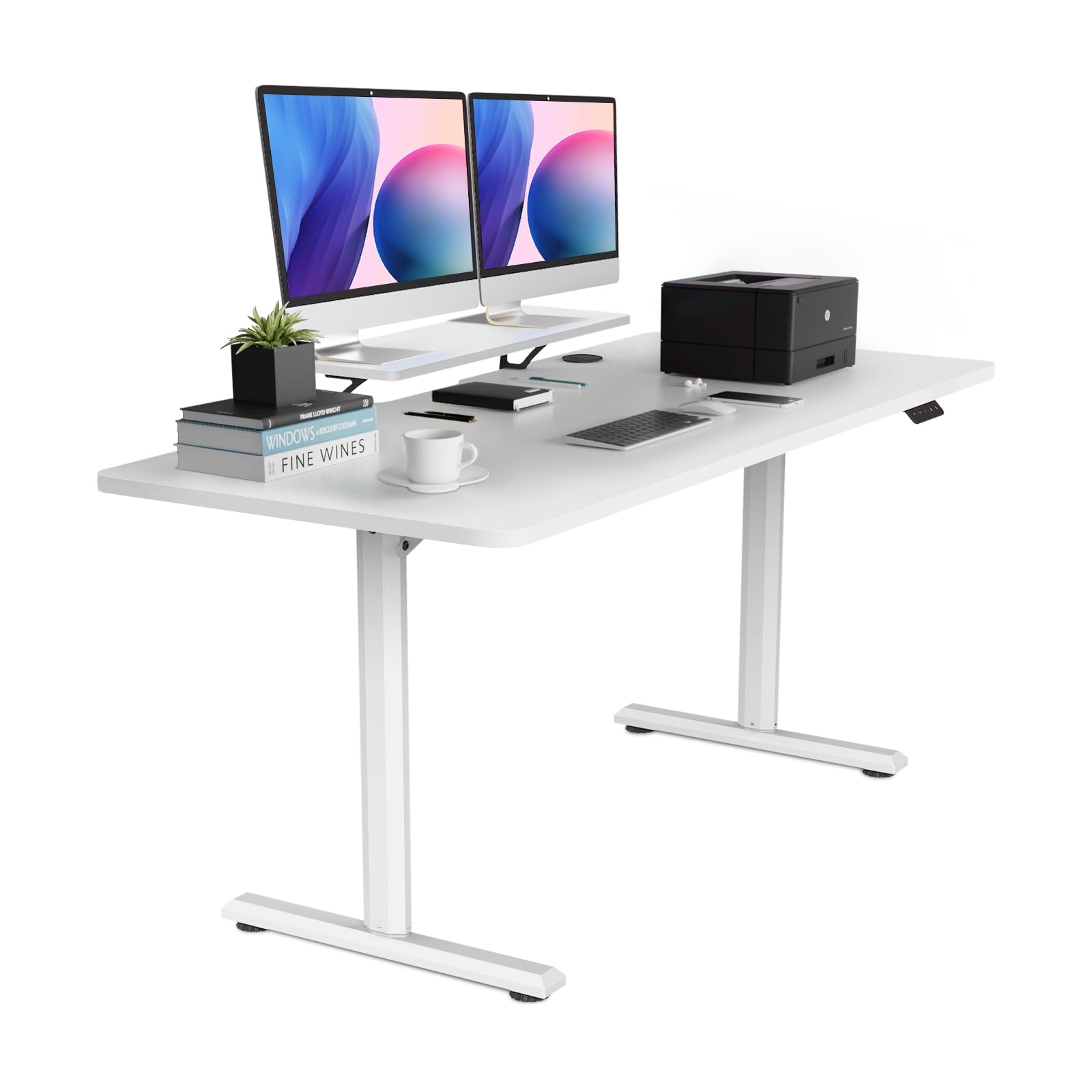 SOSINYA 160x70cm Mesa Escritorio Elevable, Mesa Elevable Escritorio, Mesa Gaming Blanco, Secretaria Elevatoria, Memoria de Altura Ajustable, Adecuado para Estudiar, Trabajar, Juegos