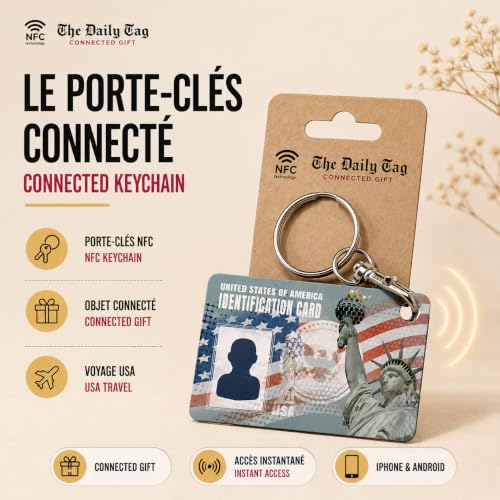 Porte-Cles Connecte NFC “Identification Card” DailyTag – Partage de Coordonnees Instantane – Sans Application – Carte de Contact NFC – Objet Connecte DailyTag – Idee Cadeau Pratique – vue 3