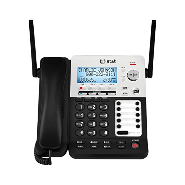AT&T SynJ SB67158 DECT 6.0 4-Line Corded/Cordless Small Business Phone System with Answering System,Black/silver