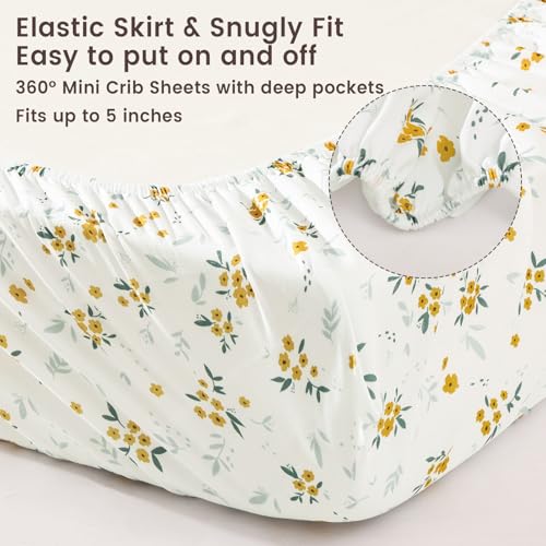 Image of david's kids 3 Pack Bassinet Sheets, Ultra Soft Breathable Comfortable Baby Sheet Set for Boys Girls Neutral, Univeral Fit for Most Cradle and Bassinet Mattress, Leaf & Floral