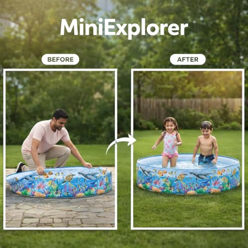 Image of MiniExplorer 6 Feet Snapset Kids Pool | Large Bathing Tub for Kids | Summer Water Fun Pool Toy - 6ft x 1.3ft Outdoor & Garden Splash Pool for Toddlers, Boys & Girls