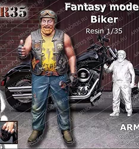 Figura de resina 1:35 piloto de motocicleta sin ensamblar miniatura 1