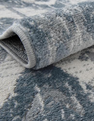 Tapete cuadrado 8 pies azul gris Rugs.com miniatura 5