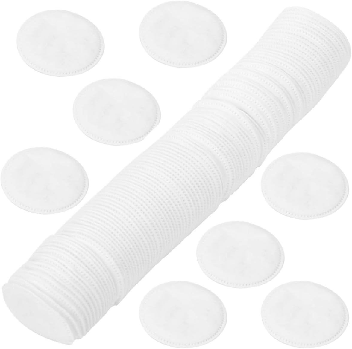 100Pcs Thickened Round Cotton Makeup Remover Pads with Edge Locking, White Disposable Cosmetic Pads for Travel and Daily Facial Cleansing
