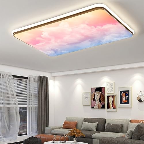 Image of 2 Pack Fluorescent Light Cover for Ceiling Light - Colorful Clouds Magnetic Light Covers Classroom, Light Filters Drop Fluorescent Light Shade Panel for Office Home School,4 x 2 Ft