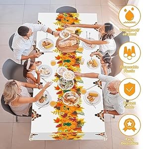 OHOME 3 Pack Thanksgiving Tablecloth - Disposable Fall Thanksgiving Party Supplies, Rectangular Plastic Tablecloths 54" x 108" for Thanksgiving Table Decor OHOME 3 Pack Thanksgiving Tablecloth Disposable Fall Thanksgiving Party Supplies Rectangular Plastic Tablecloths 54 x 108 for Thanksgiving Table Decor