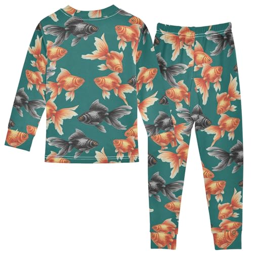 Pajama Sets Long Sleeve Fish Pattern on Fabric Soft Comfy Sleepwear 2 Piece PJS 3-8T3