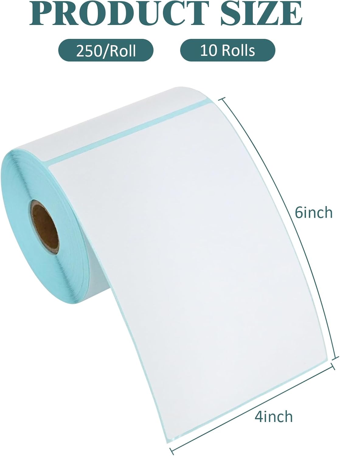 L LIKED 2500 PCS 4"x6" Thermal Shipping Labels, 250 Labels/Roll, White Perforated & Strong Adhesive Direct Thermal Labels, Compatible with Zebra, Rollo (10 Rolls) - Image 2