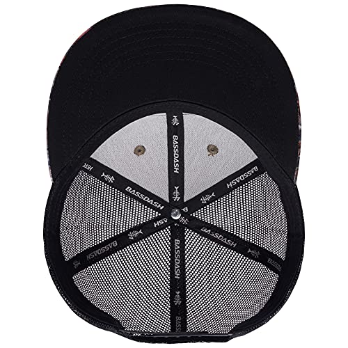 Image of BASSDASH Flat Brim Trucker Cap Adjustable Snapback Hat Mesh Back for Men Women